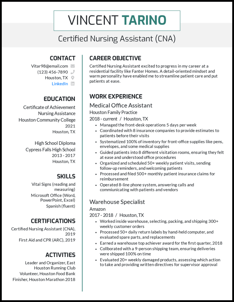 skills to put on a cna resume