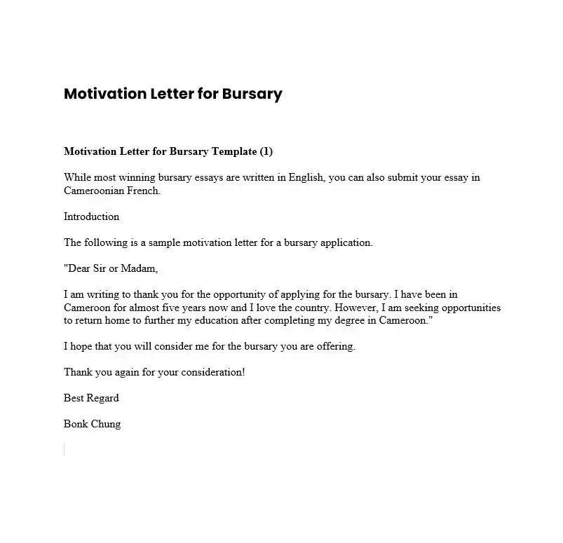Bursary Motivational Letter