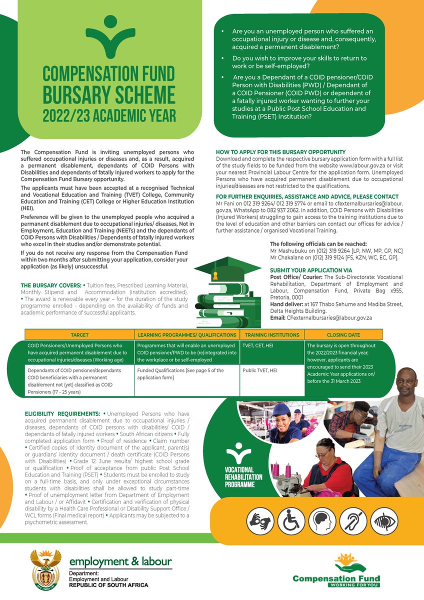Coid Bursary 2024: Compensation Fund Bursary Scheme